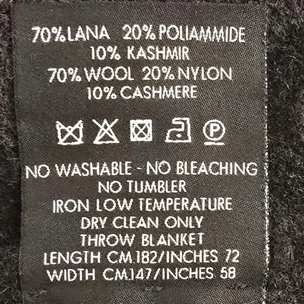 Gucci GG Monogram Throw Blanket Wool Cashmere Black Gray Italy 72x58 Box